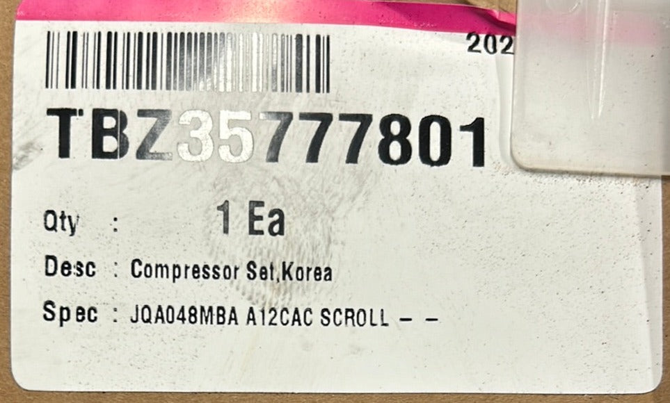 TBZ35777801 - LG VRF Compressor - Model JQA048MBA - Replaces