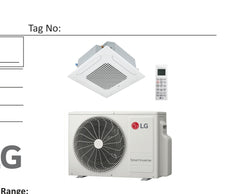 KNUDB121A | LG Multi/Single Zone IDU - 4-Way Ceiling Cassette 12k BTU PT-QAGW0 Required (R32)