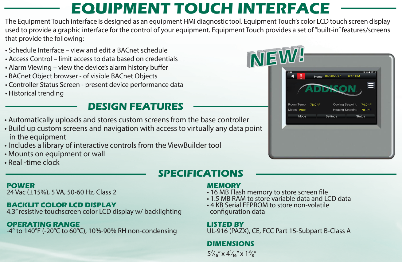 0843Y0678 Addison Equipment Touch Unit Programmer RapidHVACParts